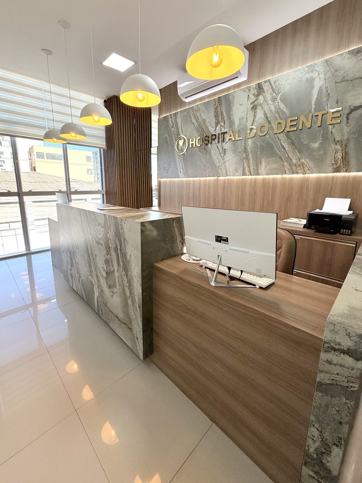 Recepção do Centro Odontológico Hospital do Dente em Campos Novos
